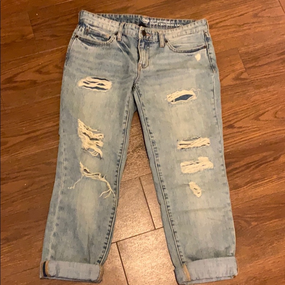 Ripped boyfriend jeans